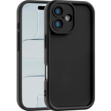 Fenza iPhone 16 Uyumlu Kamera Çıkıntılı Siyah Renkli Mat Silikon Telefon Kılıfı