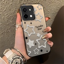 HONTINGA Vivo Y28 ile Uyumlu Kılıfı Silikon Kenar Sert Arka Düşüme Önleyici Basitlik Anti Düşme Kamera Korumali Yıldız Desen Telefon Kılıfı Kadın ve Erkek Için Uygundur K1-0840