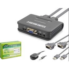 Hadron HDX1362 VGA USB Kwm Switch 2giriş 1çıkış Kablolu Siyah