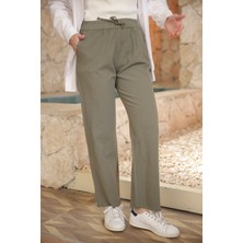 İmaj Butik Haki Bel Lastikli Gabardin Pantolon