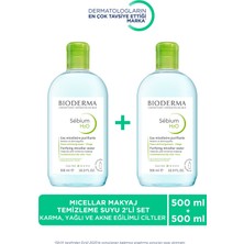 Sebium H2O Micellar Makyaj Temizleme Suyu 2'li Set Karma,Yağlı ve Akne Eğilimli Ciltler 500 ml