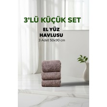 Cotto Home 3 lü Kareli Gri Renk Yumuşak Pamuk El Yüz Havlu Seti 50x90 cm