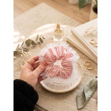 Kokoş Aksesuar Pembe Beyaz Çizgili Detay Lastik Toka Pinteerst Model