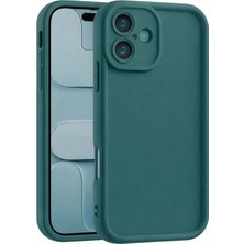 Fenza iPhone 16 Uyumlu Kamera Çıkıntılı Yeşil Renkli Mat Silikon Telefon Kılıfı