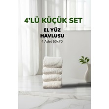 Cotto Home 4 lü Kareli Beyaz Renk Yumuşak Pamuk El Yüz Havlusu Seti 50x90 cm