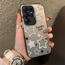 HONTINGA Samsung Galaxy S25 Ultra ile Uyumlu Kılıfı Silikon Kenar Sert Arka Düşüme Önleyici Basitlik Anti Düşme Kamera Korumali Yıldız Desen Telefon Kılıfı Kadın ve Erkek Için Uygundur K1-0840