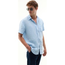 Mudo Regular Fıt Kısa Kollu Keten Gömlek