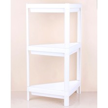 Practika Üçgen 3 Katlı  Raf Ünitesi -  Mutfak - Banyo  Depolama Rafı - Beyaz