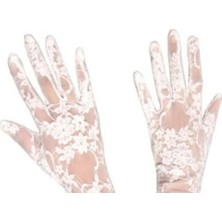 Practika Dantelli Gelin Eldiveni - Beyaz Kısa