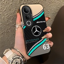 HONTINGA Vivo V50 Lite ile Uyumlu Kılıfı Silikon Kenar Sert Arka Düşüme Önleyici Basitlik Anti Düşme Kamera Korumali Mercedes Desen Telefon Kılıfı Kadın ve Erkek Için Uygundur K1-1081