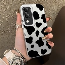 HONTINGA Vivo Y29S ile Uyumlu Kılıfı Silikon Kenar Sert Arka Düşüme Önleyici Basitlik Anti Düşme Kamera Korumali Inek Desen Telefon Kılıfı Kadın ve Erkek Için Uygundur K1-1085