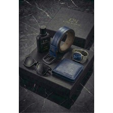 Duke Nickle Erkek Lacivert Kadran Kol Saati Lacivert Cüzdan Kemer Gözlük ve Parfüm Kutulu Hediye Seti