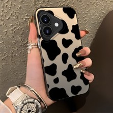 HONTINGA iPhone 17 ile Uyumlu Kılıfı Silikon Kenar Sert Arka Düşüme Önleyici Basitlik Anti Düşme Kamera Korumali Inek Desen Telefon Kılıfı Kadın ve Erkek Için Uygundur K1-1085