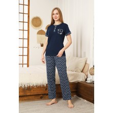 Enisena Kadın Pijama Takımı-Pamuk Penye Kumaş-3 Düğmeli 12607