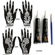 Airbrush Tattoo Hint Kınası ve Şablonla Geçici Dövme Yapma Seti Set 55