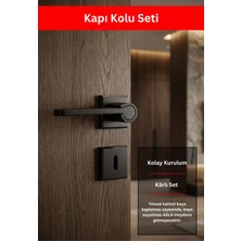 Zeraf Ev Lüks Zarafet Kare Rozetli Alüminyum Kapı Kolu Oda Tipi Kapı Kulp Mat Siyah