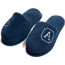 Ender Home A Harf Nakışlı Banyo ve Ev Havlu Terliği – %100 Pamuk Kaymaz Kalın Taban