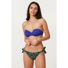 Pierre Cardin Çabuk Kuruyan: Bandeau Mavi Bikini Seti, Desenli Alt