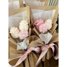 Çağıl Candles Gül & Papatya Karışık Buket Mum El Yapımı Mum