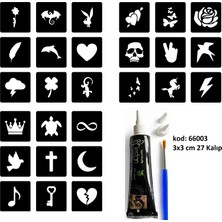 Airbrush Tattoo Hint Kınası ve Şablonla Geçici Dövme Yapma Seti Set 3