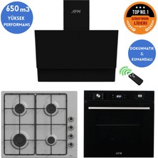 Afm Tech ve Ferre Markalı/bloom Turbolu  Inox Siyah Ankastre Set (EL003 + FM7700 +FM3400 -650 M3 )