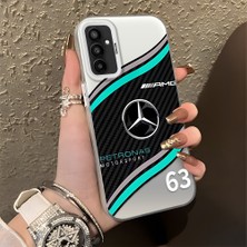 HONTINGA Samsung Galaxy M13 ile Uyumlu Kılıfı Silikon Kenar Sert Arka Düşüme Önleyici Basitlik Anti Düşme Kamera Korumali Mercedes Desen Telefon Kılıfı Kadın ve Erkek Için Uygundur K1-1081