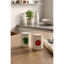 Rakle x Bengi Kurtcebe Pomodoro Stoneware 2'li Tuzluk-Biberlik Seti 6 cm