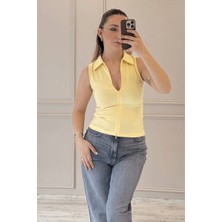 BeeYouStudio Polo Yaka Kolsuz Bluz / Sarı