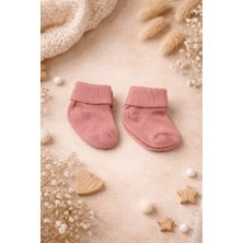Amelio Kids Amélio Kids Koyu Pudra Pembe Organik Pamuk Katlamalı Unisex Yenidoğan Soket Çorap