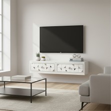 Ceneyra TDA1207BS -Moka Duvaramontaj Tv Stand Beyaz-Silver