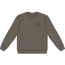 Herschel | Basic, Logo Baskılı Erkek Pamuk Uzun Kollu Sweatshirt, Bisiklet Yakalı
