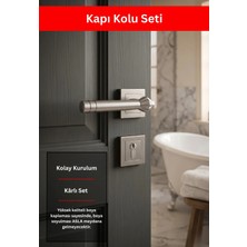 Zeraf Ev Lüks Yalı Koleksiyonu Kare Rozetli Alüminyum Kapı Kolu Oda Tipi Kapı Kulp Saten