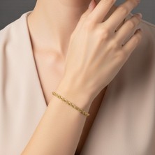 Lorivelle 14K Altın Kaplama Paslanmaz Çelik Italyan Burgu Halat Zincir Bileklik 2mm 16+5 cm
