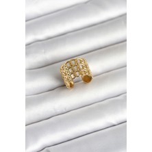 316L Çelik Gold Renk Zincir Model Kadın Yüzük - Lisinya