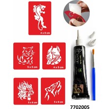 Airbrush Tattoo Hint Kınası ve Şablonla Geçici Dövme Yapma Seti Set 15