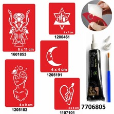 Airbrush Tattoo Hint Kınası ve Şablonla Geçici Dövme Yapma Seti Set 34