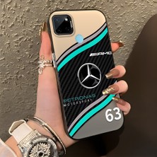 HONTINGA Realme C21Y ile Uyumlu Kılıfı Silikon Kenar Sert Arka Düşüme Önleyici Basitlik Anti Düşme Kamera Korumali Mercedes Desen Telefon Kılıfı Kadın ve Erkek Için Uygundur K1-1081