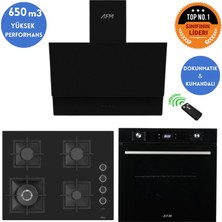 Afm Tech ve Ferre Marka Venüs  Turbolu Siyah Dijital Ankastre Set (SC405-WFA WOK+FM7700+FM3400)