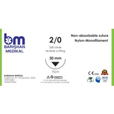 Barishan Barışhan Medikal Mikrocerrahi Ipek Dikiş Iğne Iplik Eğitim Materyali 2/0  3/8 (Daire) 75 cm Keskin Gövde Tek Iğne