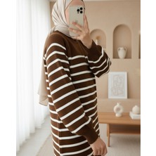 Moda Morfo Yarım Boğazlı Triko Tunik -Kahve