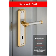 Zeraf Ev Lüks Yalı Koleksiyonu Gizem Aynalı Alüminyum Kapı Kolu Oda Tipi Kapı Kulp Altın - Saten
