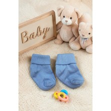 Amelio Kids Amélio Kids Mavi Organik Pamuk Katlamalı Unisex Yenidoğan Soket Çorap