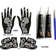 Airbrush Tattoo Hint Kınası ve Şablonla Geçici Dövme Yapma Seti Set 54