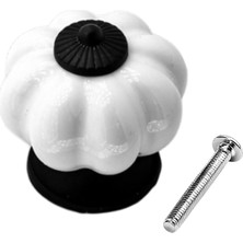 Badem10 Douro Basic Beyaz Siyah Sade Renk Porselen Düğme Kulp Mobilya Çekmece Dolap Kulpu Kulbu Kulpları