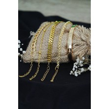 Lisinya Kombin Bileklik Altın Kaplama Lüks Trend 5 Adet