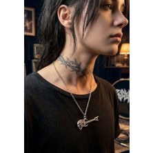 Vintage Takı Gümüş Kaplama Elektro Gitar Rock Unisex Kolye