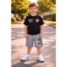 Bubiee Baby Erkek Çocuk Minecraft Baskılı Tişort Şortlu Alt Üst Takım