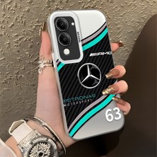 HONTINGA Vivo Y04 ile Uyumlu Kılıfı Silikon Kenar Sert Arka Düşüme Önleyici Basitlik Anti Düşme Kamera Korumali Mercedes Desen Telefon Kılıfı Kadın ve Erkek Için Uygundur K1-1081