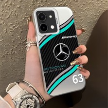 HONTINGA Vivo Y28 ile Uyumlu Kılıfı Silikon Kenar Sert Arka Düşüme Önleyici Basitlik Anti Düşme Kamera Korumali Mercedes Desen Telefon Kılıfı Kadın ve Erkek Için Uygundur K1-1081