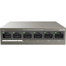Tenda TEF1106P 6 Port 4 Port Poe+ 10-100 + 2 Port Uplink Switch Çelik Kasa Rack Mount